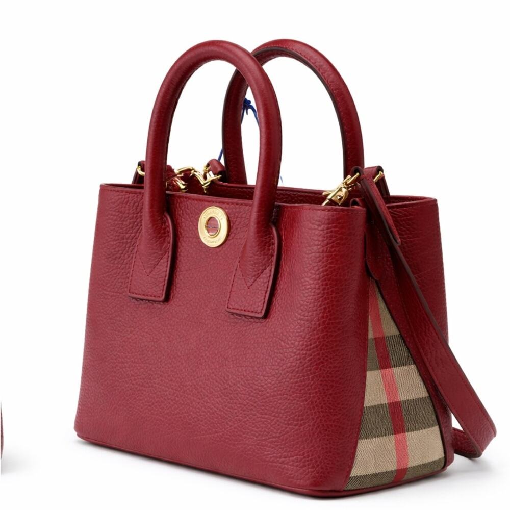 Burberry Small Red Leather Top Handle Crossbody Bag